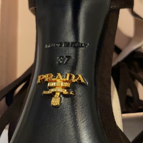 PRADA CALZATURE DONNA CAMOSCIO MORO 37 - Picture 12 of 13